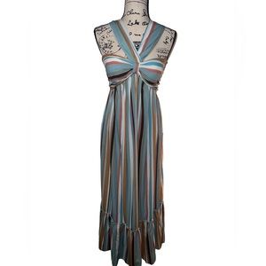 Anthropologie Listicle multi-color striped maxi dress size M NWT